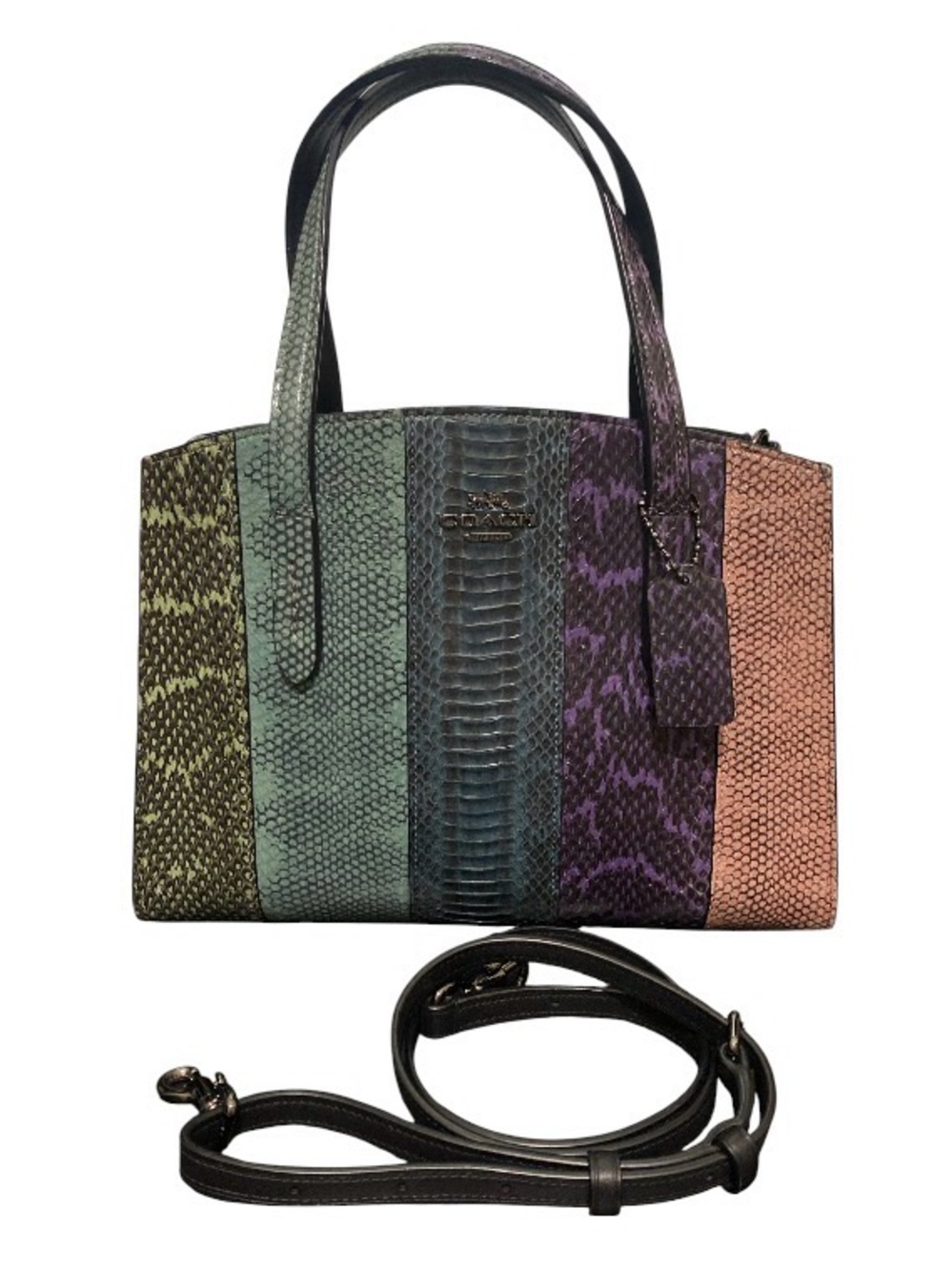 Coach Charlie Carryall 28 Colorblock Snakeskin Satchel